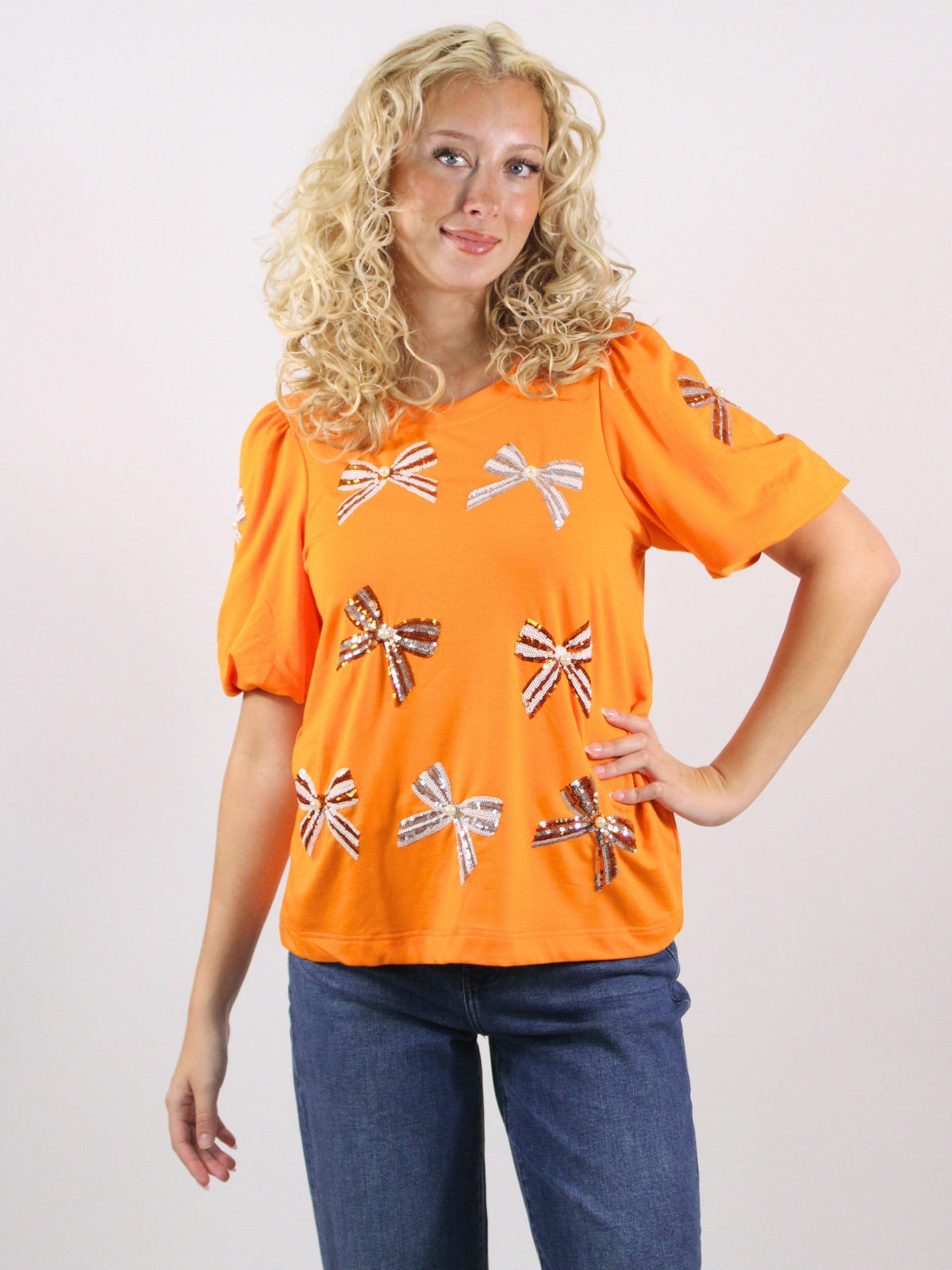 Big Orange Bow Game Day Top