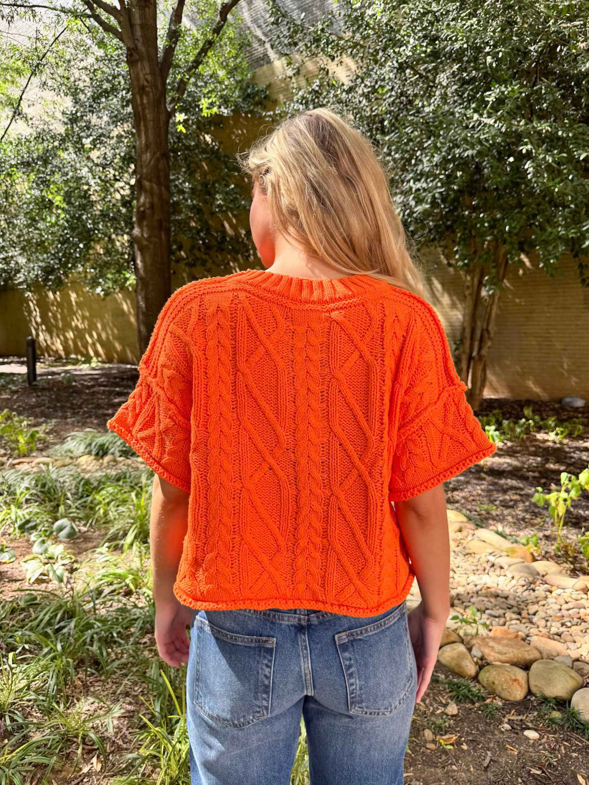 Big Orange Cable Knit Sweater