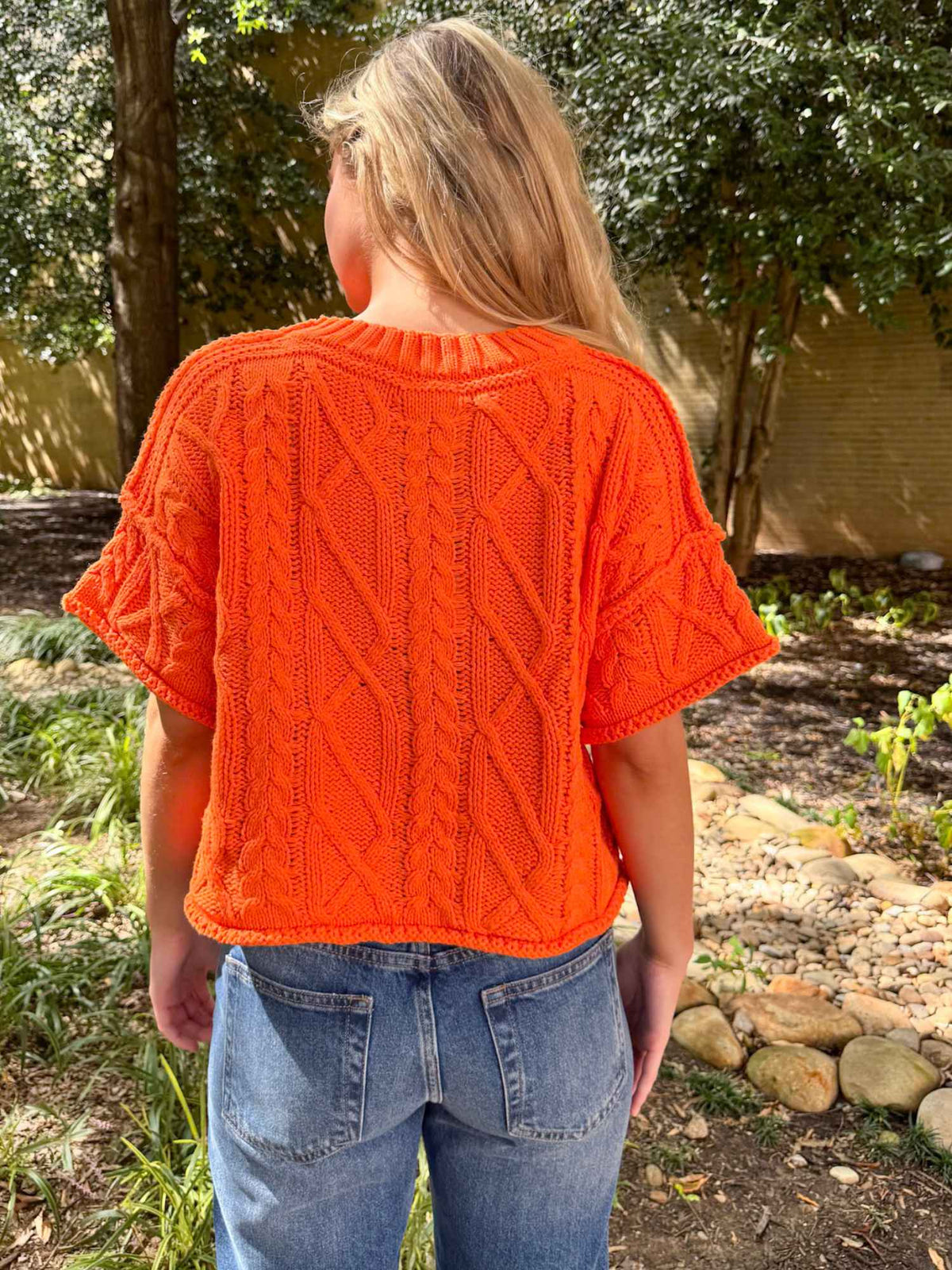 Big Orange Cable Knit Sweater