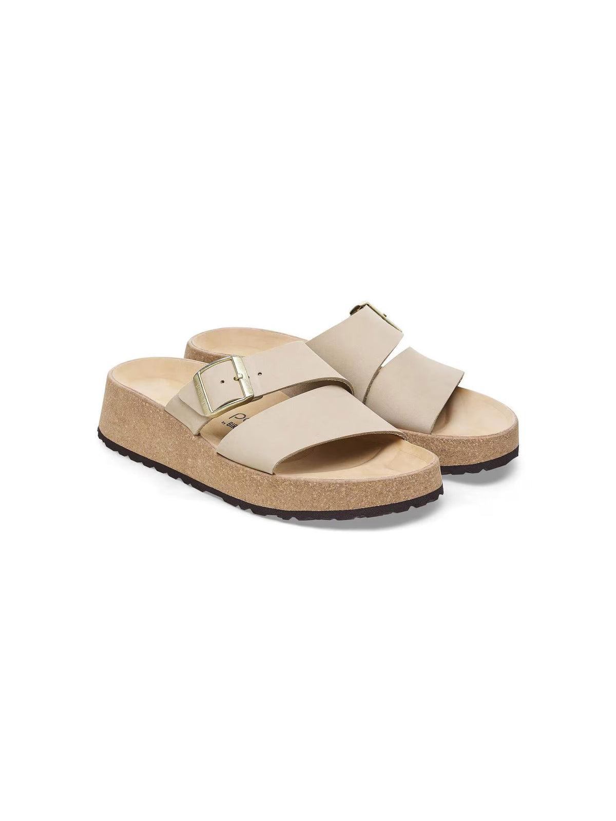 BIRKENSTOCK Almina Wedge in Nubuck Leather Sandcastle
