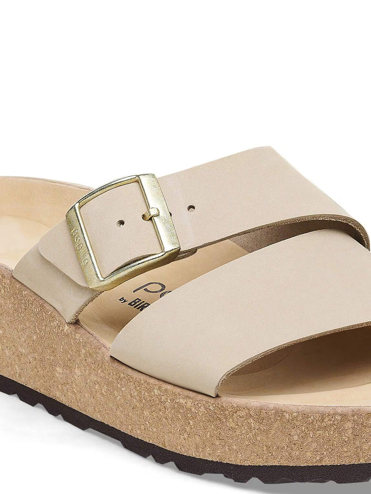 BIRKENSTOCK Almina Wedge in Nubuck Leather Sandcastle