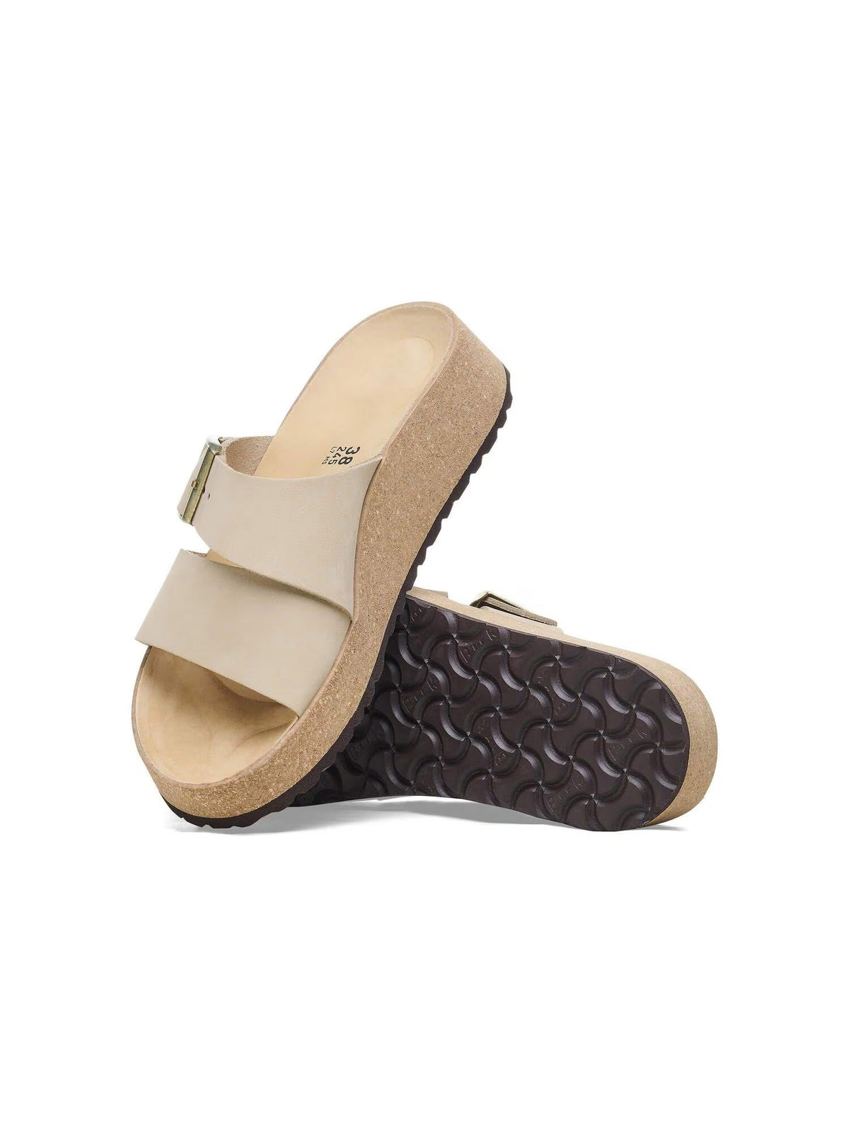 BIRKENSTOCK Almina Wedge in Nubuck Leather Sandcastle