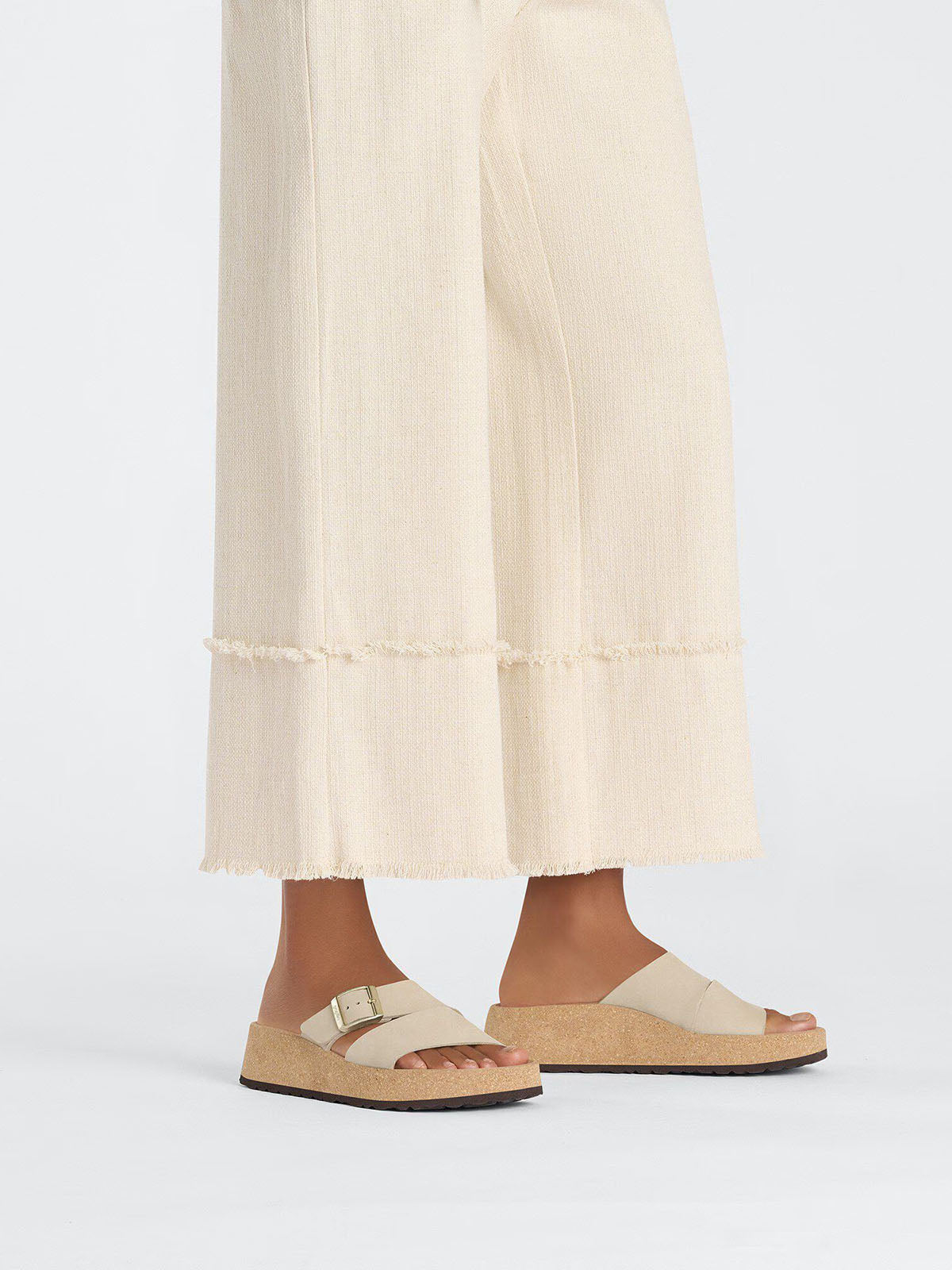 BIRKENSTOCK Almina Wedge in Nubuck Leather Sandcastle