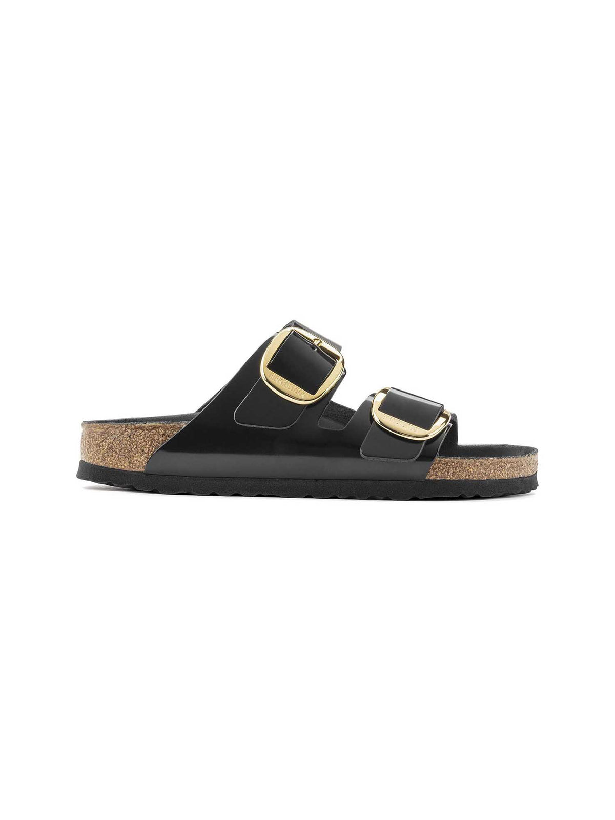 BIRKENSTOCK Arizona Big Buckle Sandal Natural High-Shine Patent Leather Black Narrow