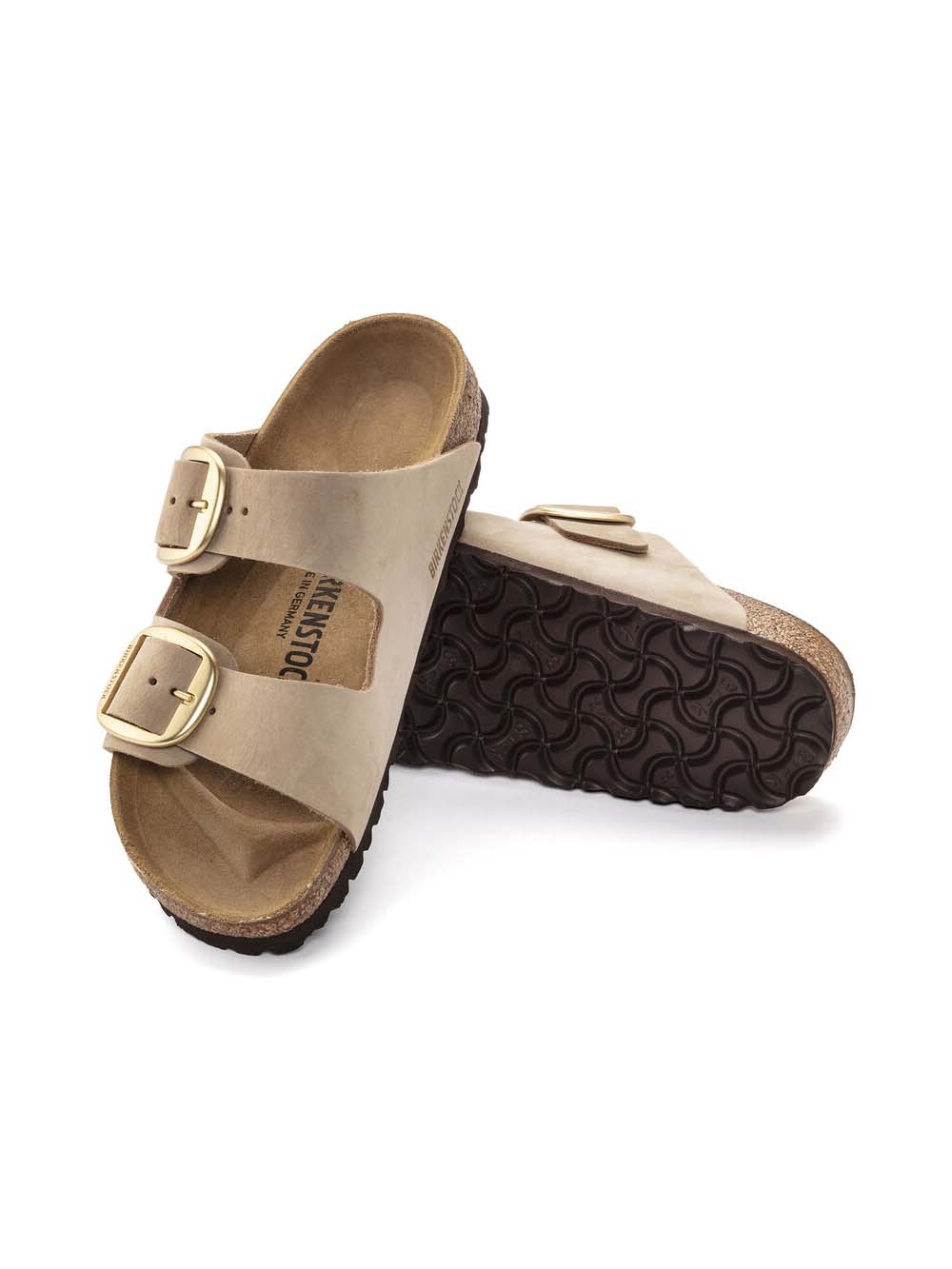 BIRKENSTOCK Arizona Big Buckle Sandal Nubuck Leather Sandcastle Regular Width