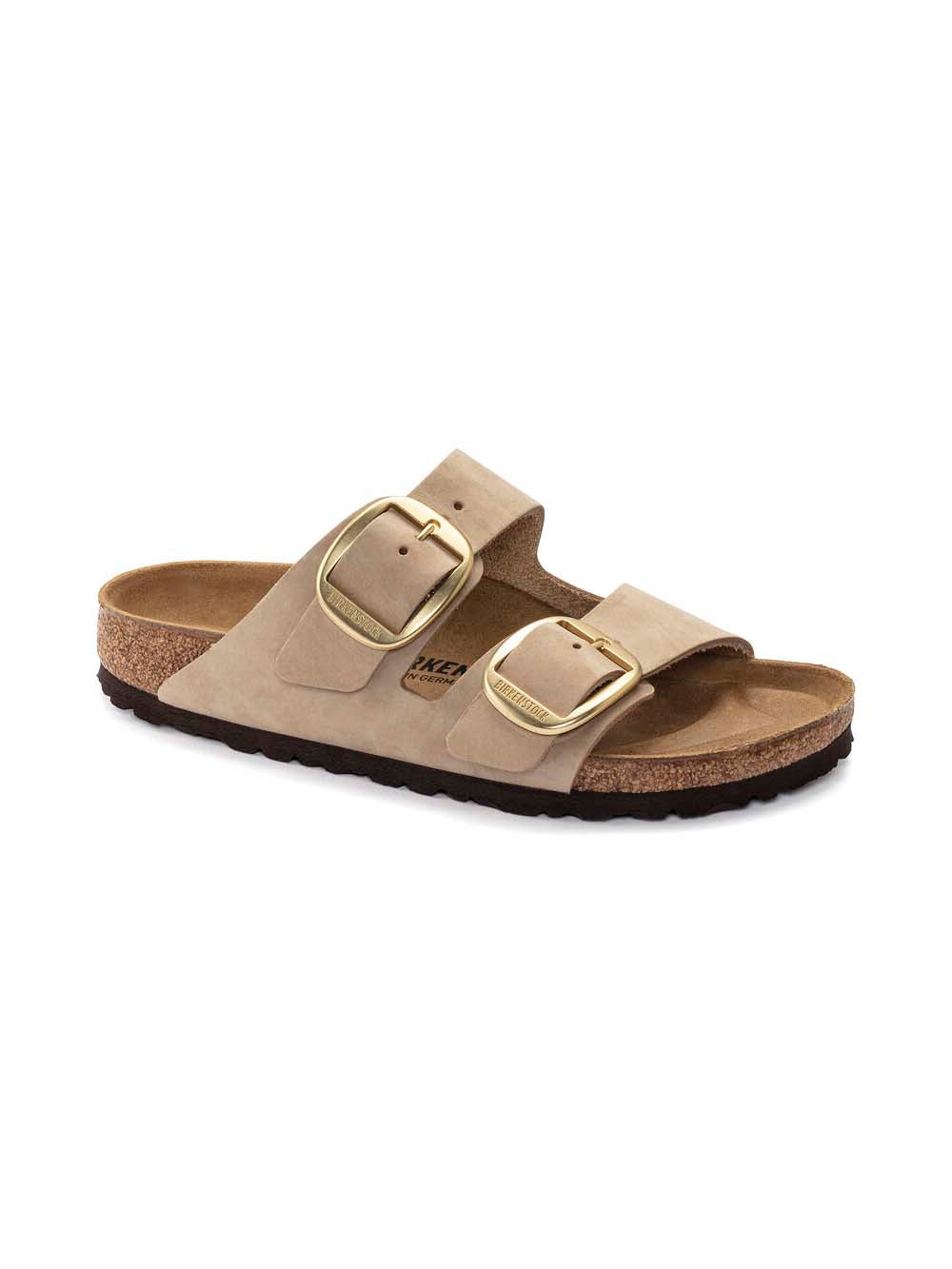 BIRKENSTOCK Arizona Big Buckle Sandal Nubuck Leather Sandcastle Regular Width