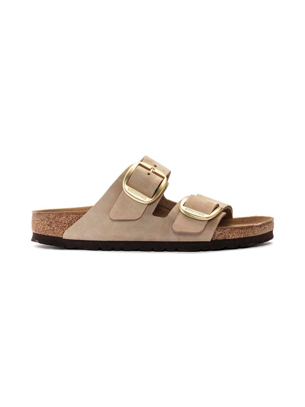 BIRKENSTOCK Arizona Big Buckle Sandal Nubuck Leather Sandcastle Regular Width