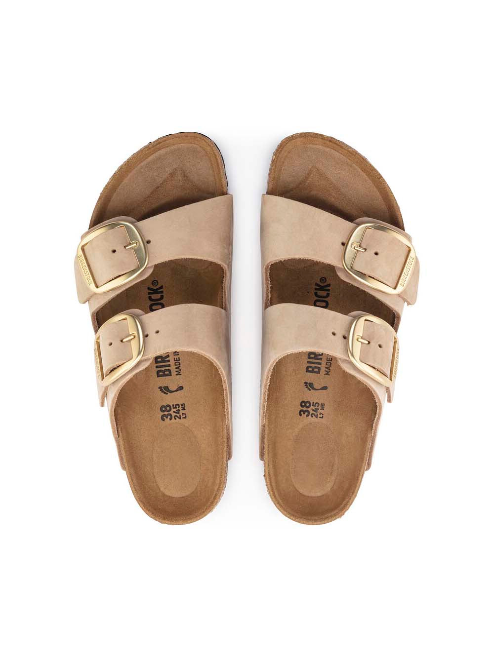 BIRKENSTOCK Arizona Big Buckle Sandal Nubuck Leather Sandcastle Regular Width