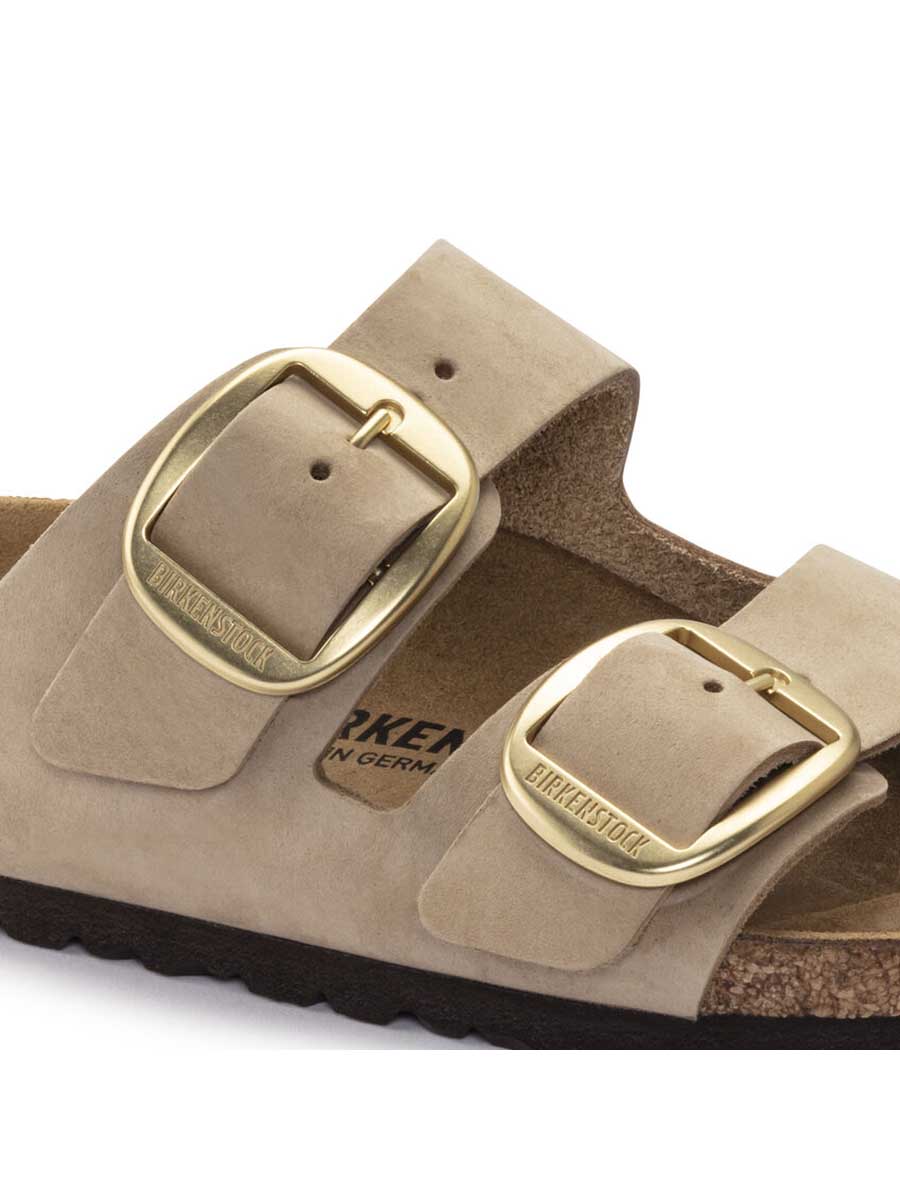 BIRKENSTOCK Arizona Big Buckle Sandal Nubuck Leather Sandcastle Regular Width