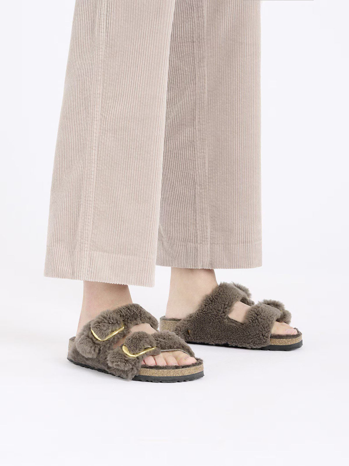 BIRKENSTOCK Arizona Big Buckle in Shearling Concrete Gray