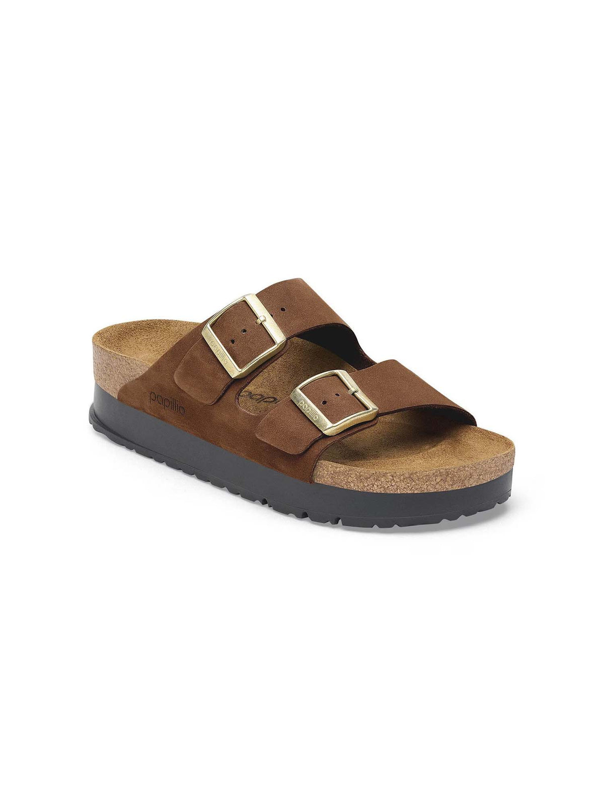 BIRKENSTOCK Arizona Flex Platform Nubuck Leather Dark Tea Narrow