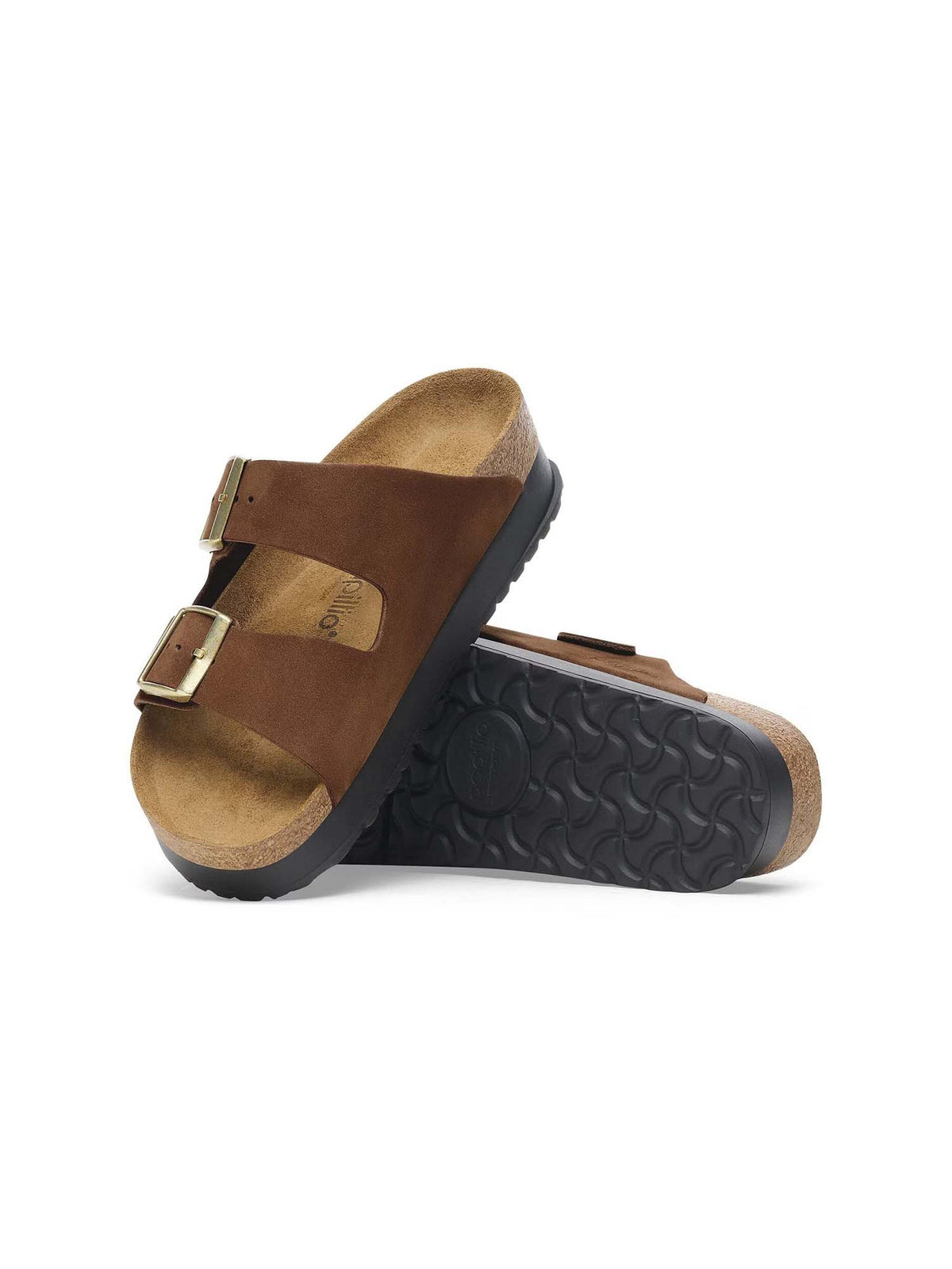 BIRKENSTOCK Arizona Flex Platform Nubuck Leather Dark Tea Narrow