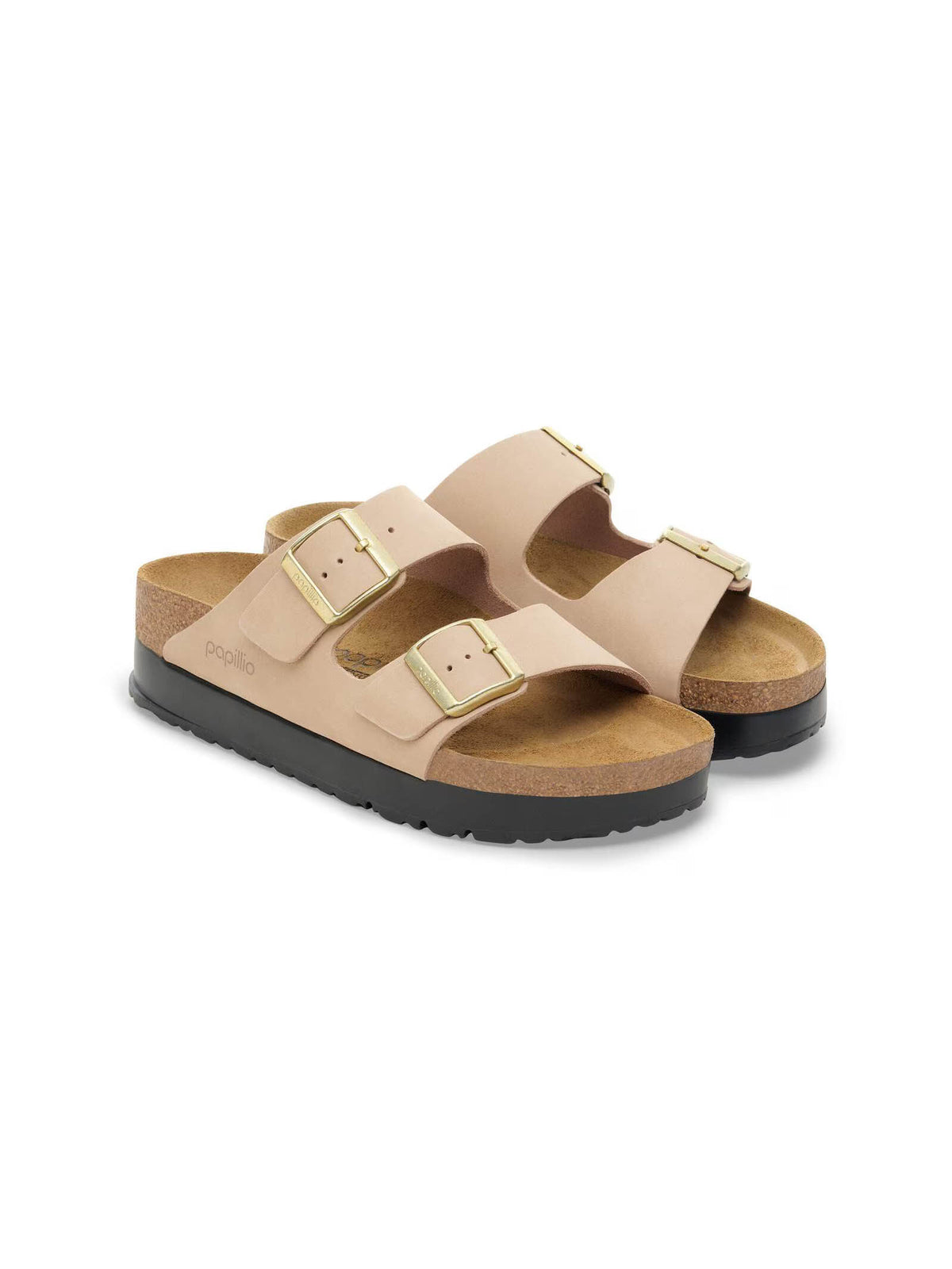 BIRKENSTOCK Arizona Flex Platform Nubuck Leather Sandcastle Narrow