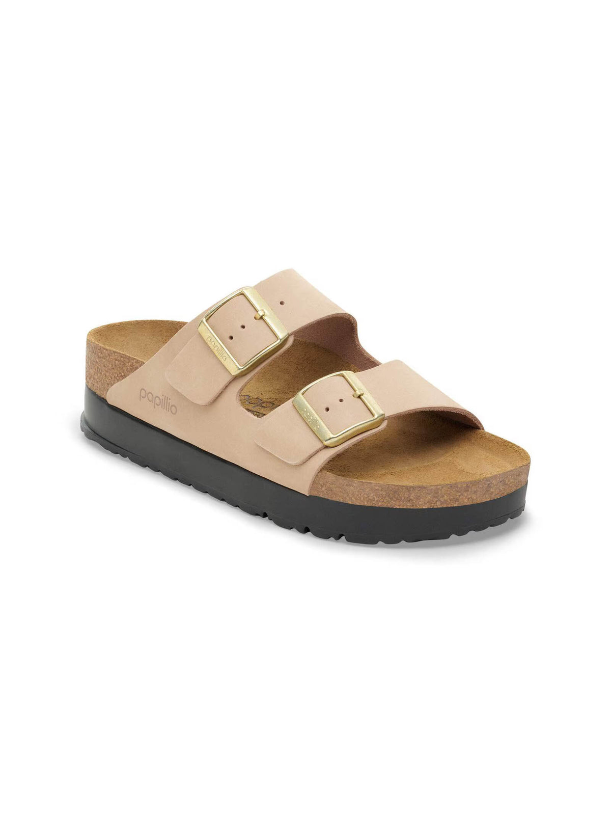 BIRKENSTOCK Arizona Flex Platform Nubuck Leather Sandcastle Narrow