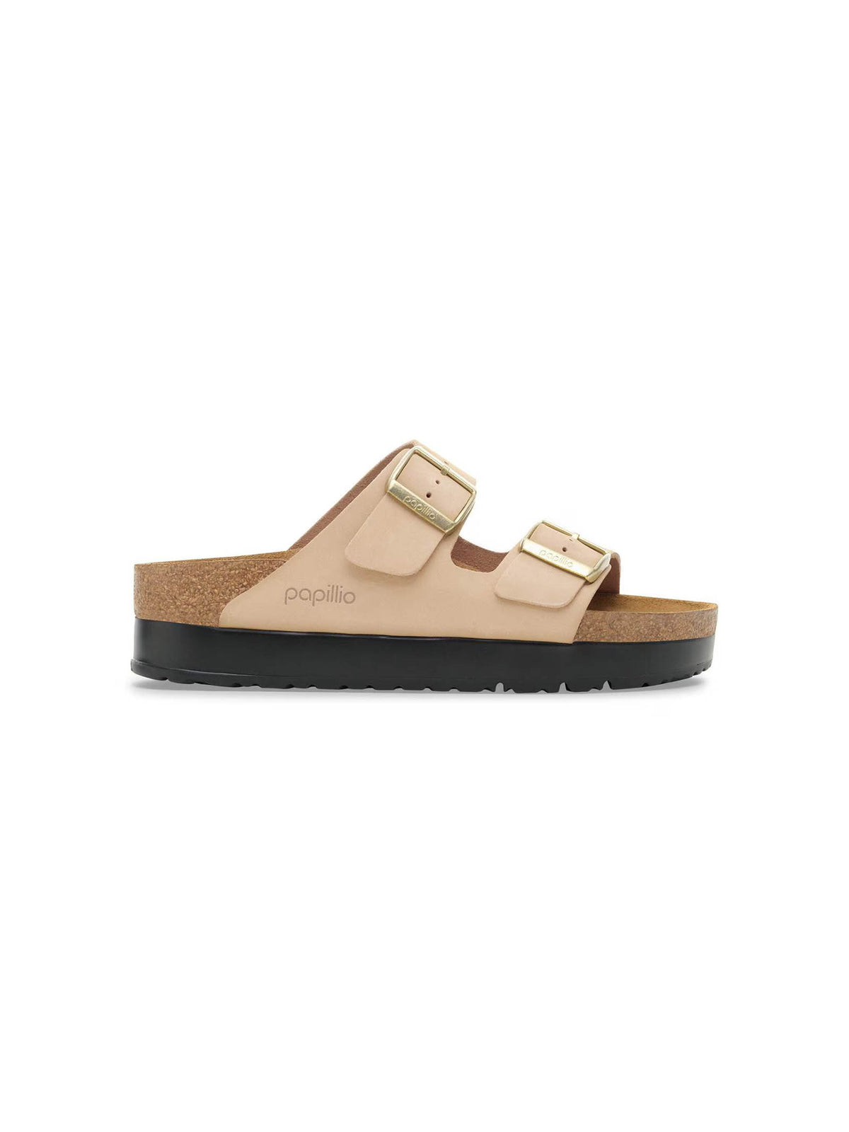 BIRKENSTOCK Arizona Flex Platform Nubuck Leather Sandcastle Narrow