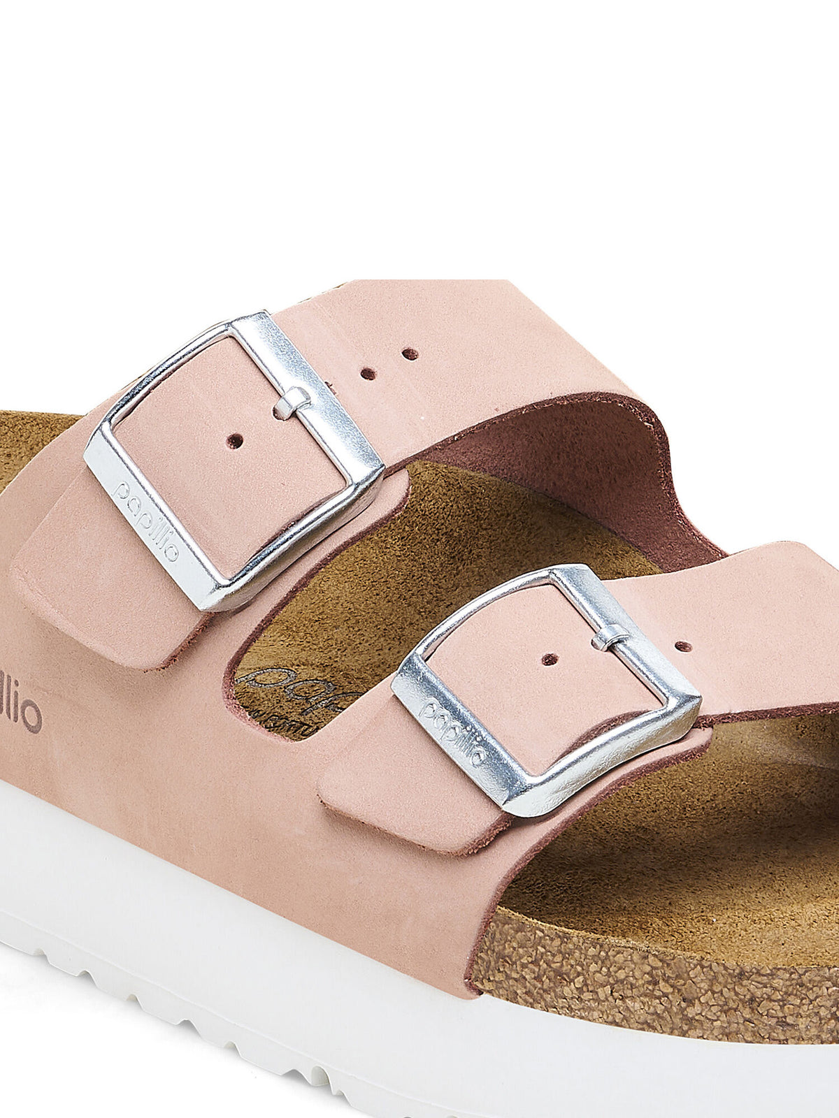 birkenstock arizona flex platform sandal in soft pink nubuck leather