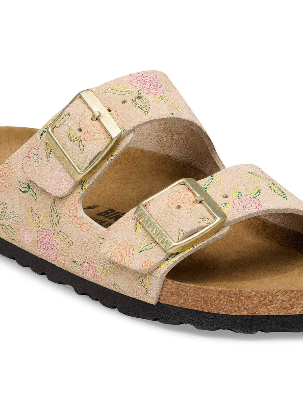 BIRKENSTOCK Arizona Floral Print Suede Leather Sandcastle Regular/Narrow