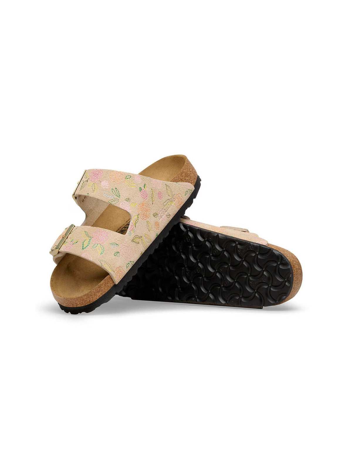 BIRKENSTOCK Arizona Floral Print Suede Leather Sandcastle Regular/Narrow