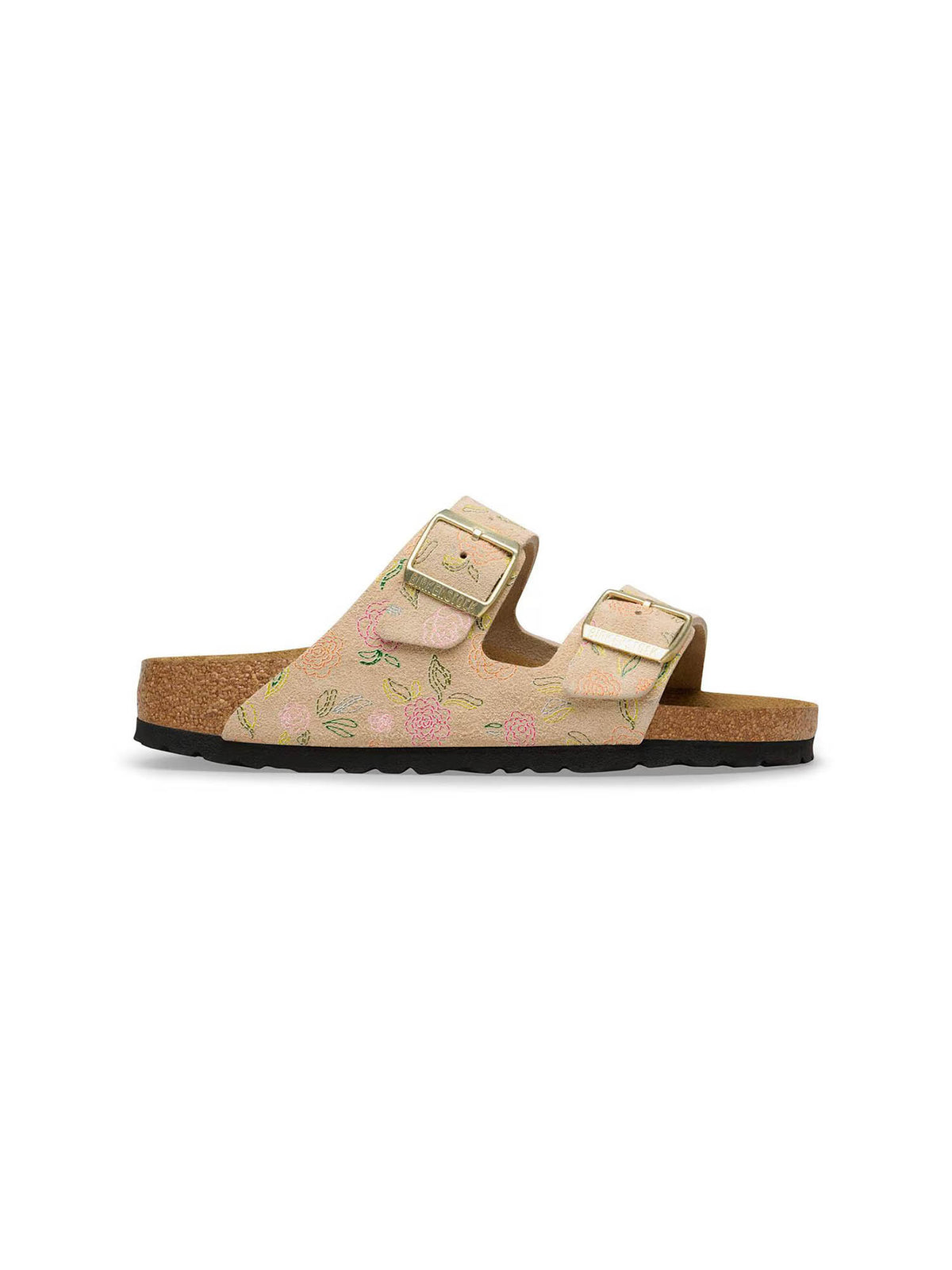 BIRKENSTOCK Arizona Floral Print Suede Leather Sandcastle Regular/Narrow