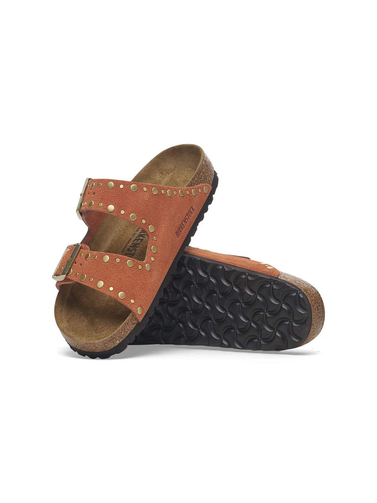 BIRKENSTOCK Arizona Rivet Sandal Suede Leather Dark Rust Narrow