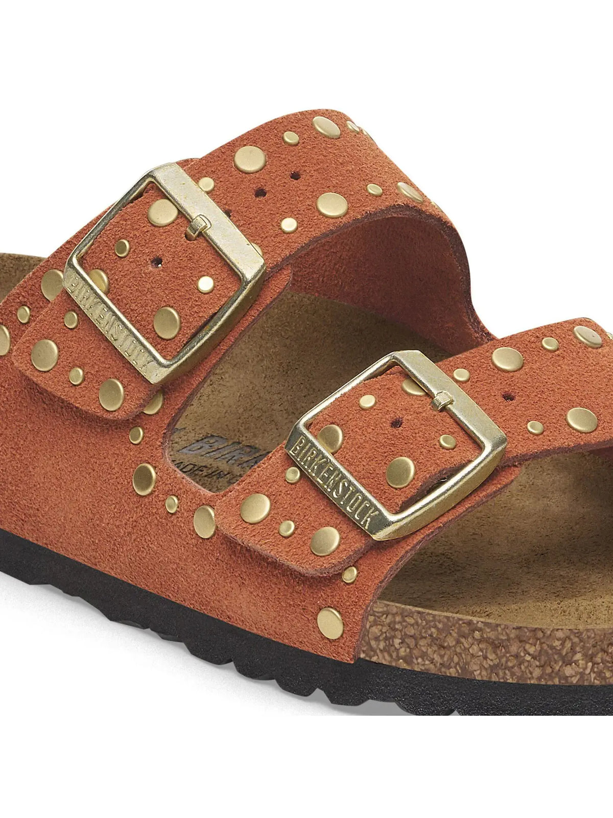 BIRKENSTOCK Arizona Rivet Sandal Suede Leather Dark Rust Narrow