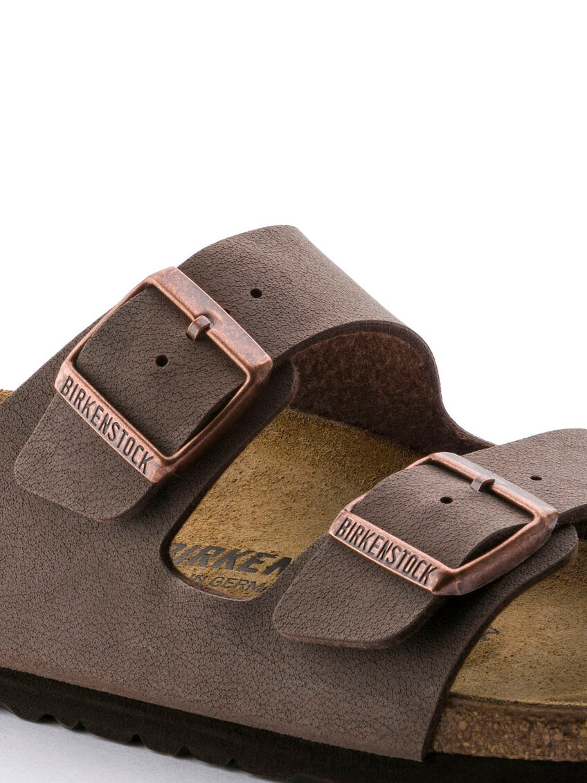 birkenstock arizona sandal in birkibuc mocha narrow