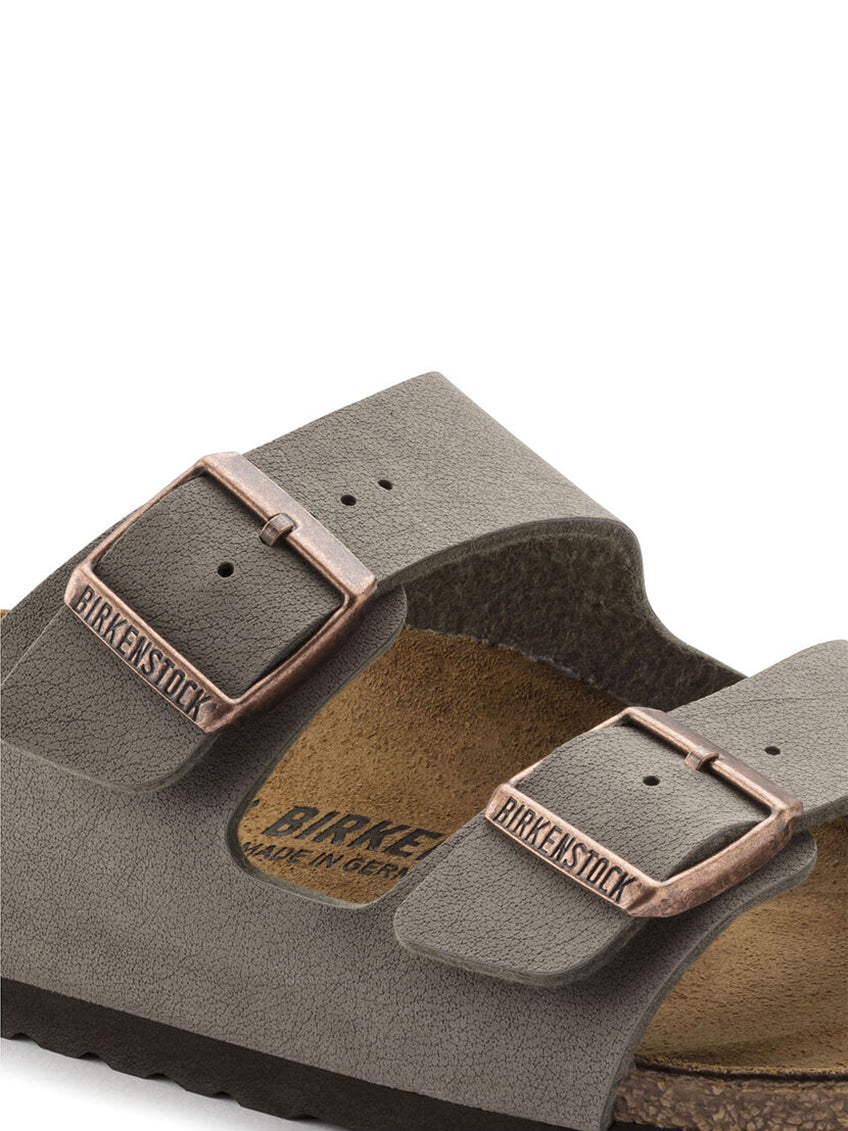 birkenstock arizona sandal in birkibuc stone regular