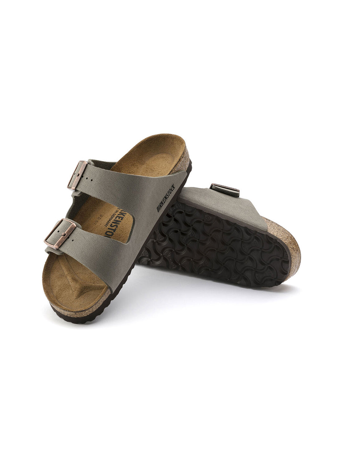 birkenstock arizona sandal in birkibuc stone regular