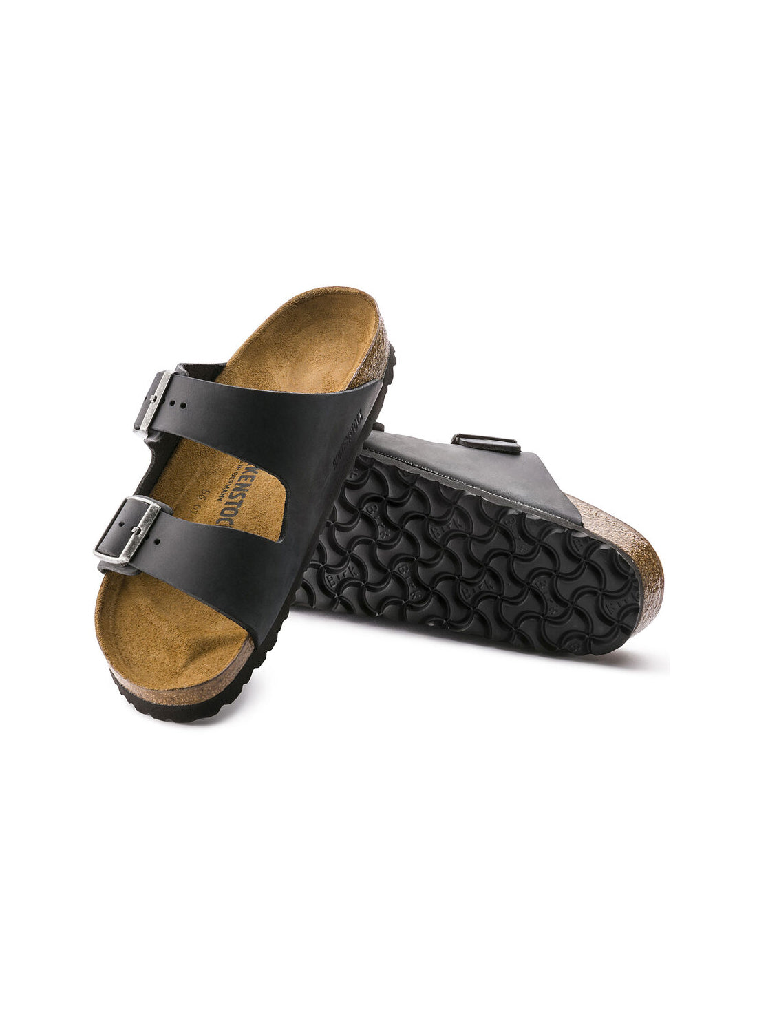birkenstock arizona sandal in black oiled leather regular