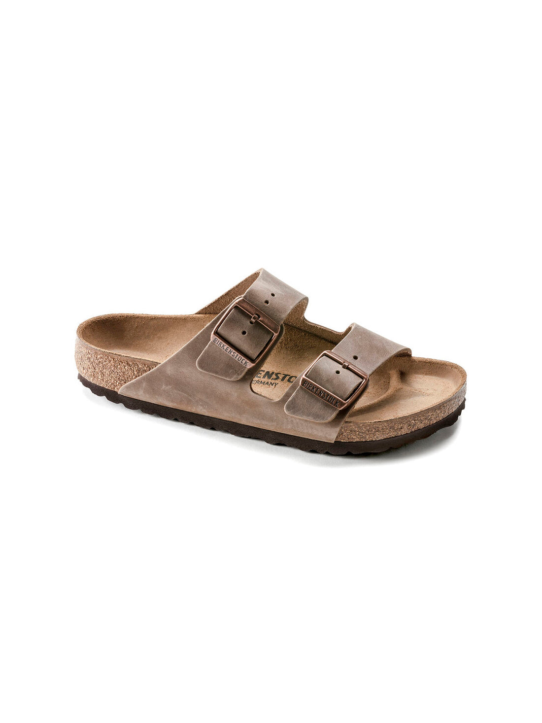 birkenstock arizona sandal in oiled leather tobacco narrow