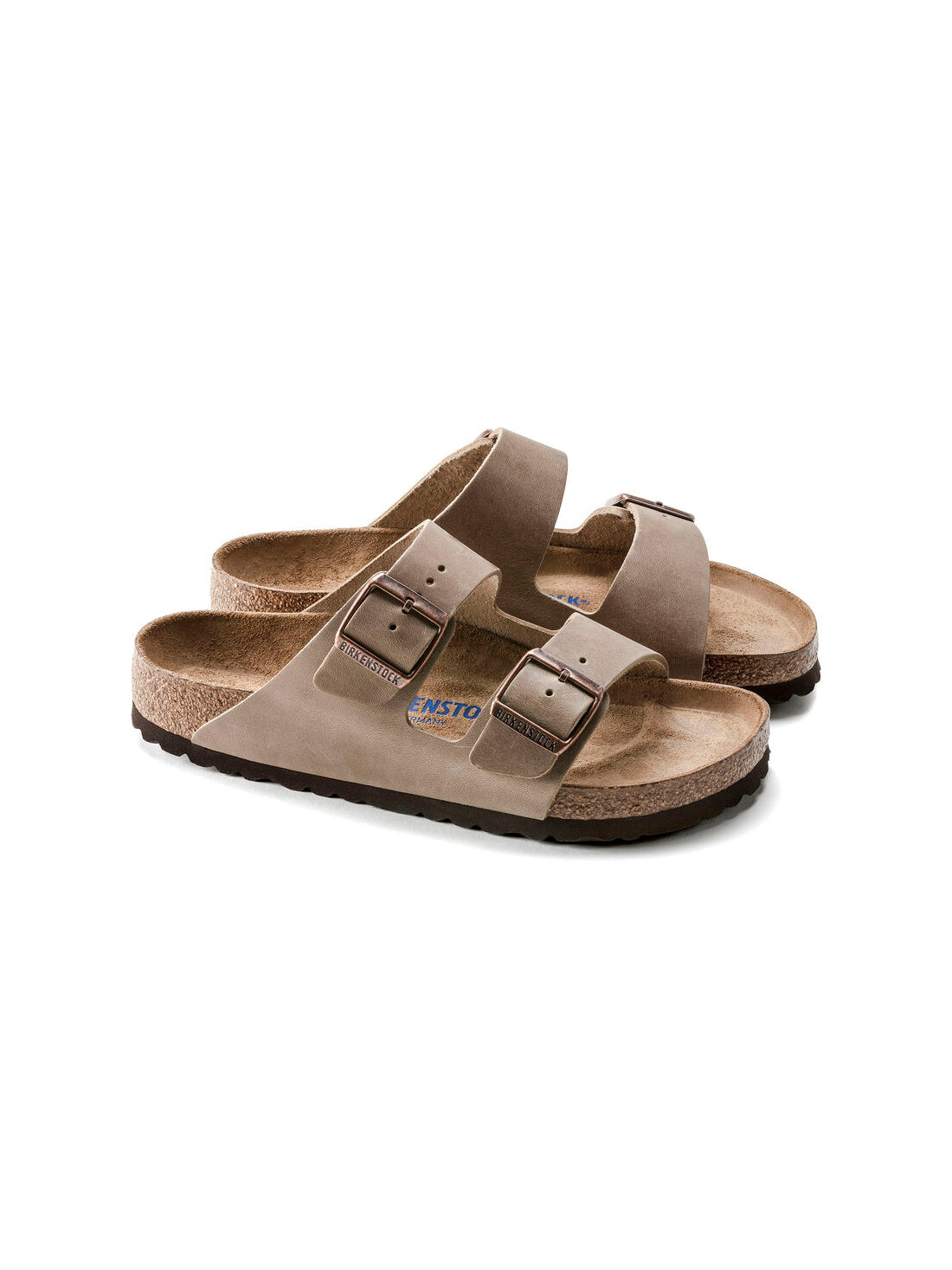 birkenstock arizona soft footbed sandals in oiled leather tobacco brown narrow