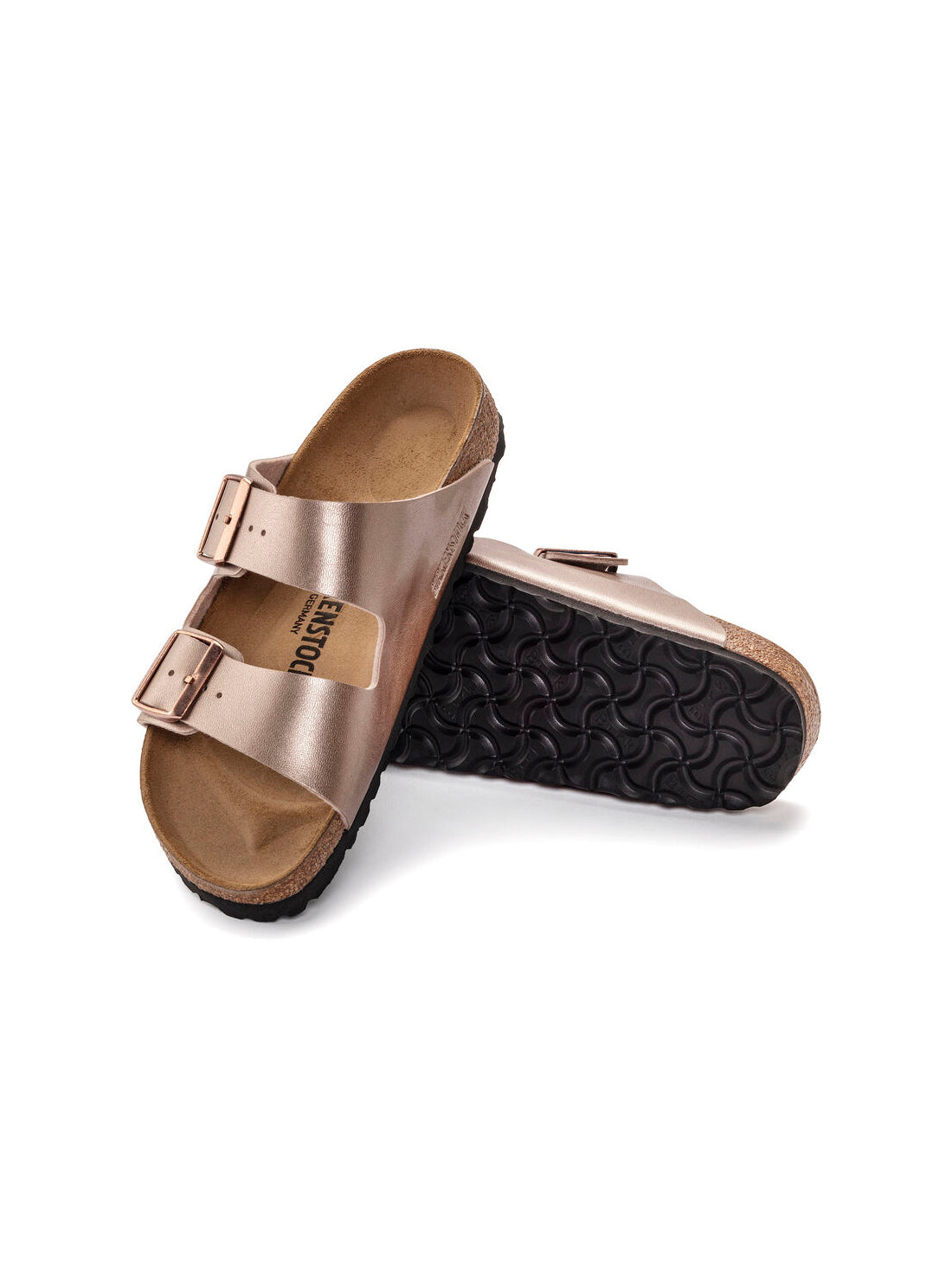 birkenstock arizona sandals in birko-flor copper narrow