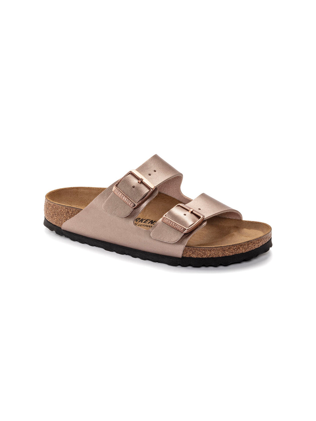 birkenstock arizona sandals in birko-flor copper narrow