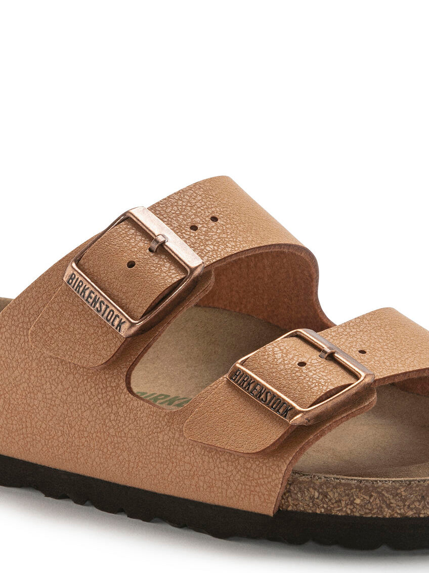 birkenstock arizona sandals in vegan birkibuc pecan narrow