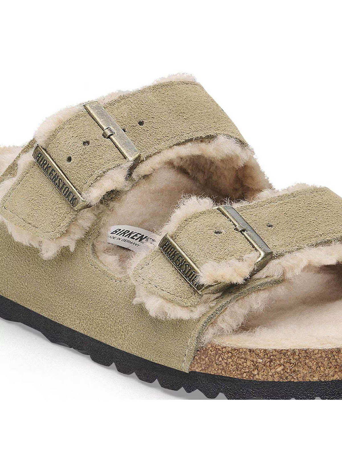 BIRKENSTOCK Arizona Shearling Suede Leather Taupe Narrow