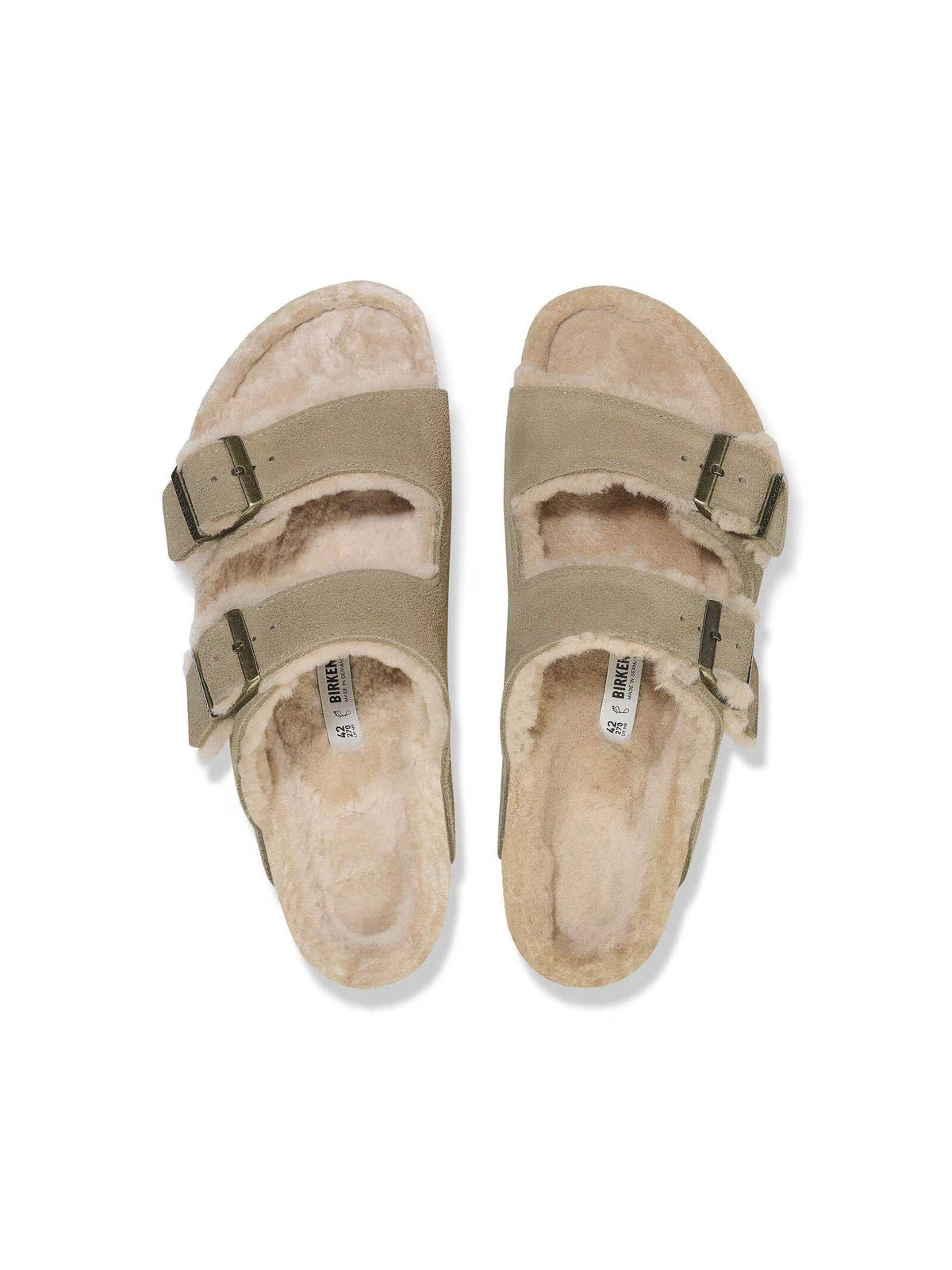 BIRKENSTOCK Arizona Shearling Suede Leather Taupe Narrow