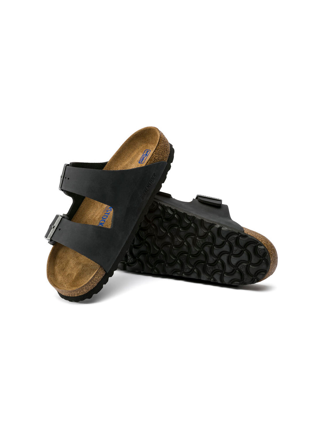 birkenstock arizona soft footbed sandal in oiled leather black