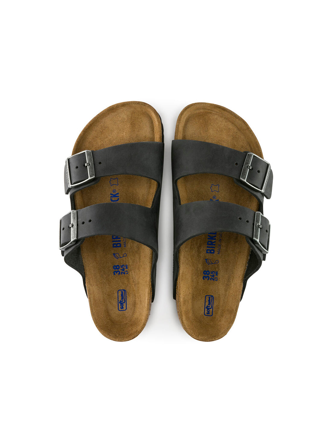 birkenstock arizona soft footbed sandal in oiled leather black