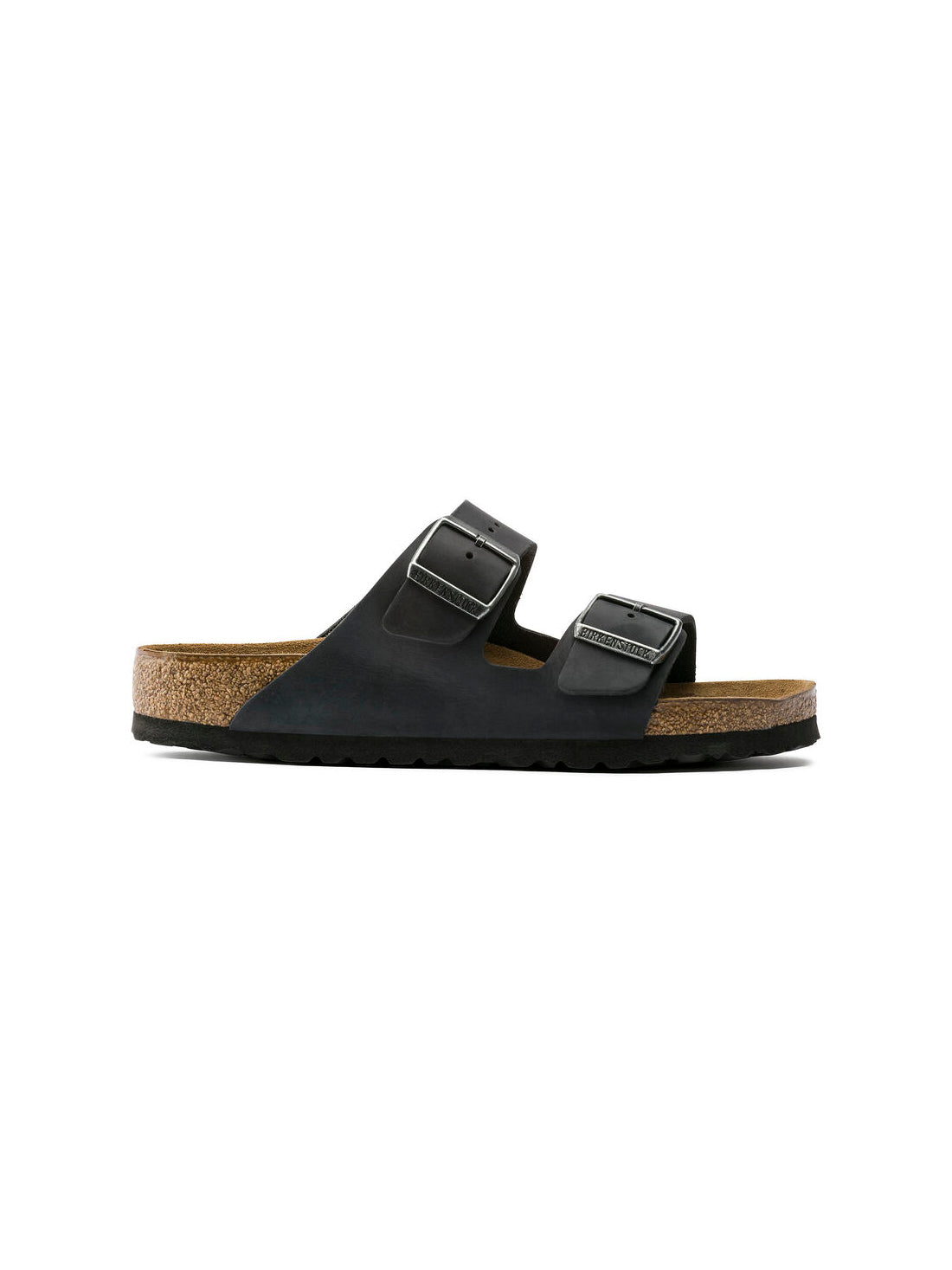 birkenstock arizona soft footbed sandal in oiled leather black