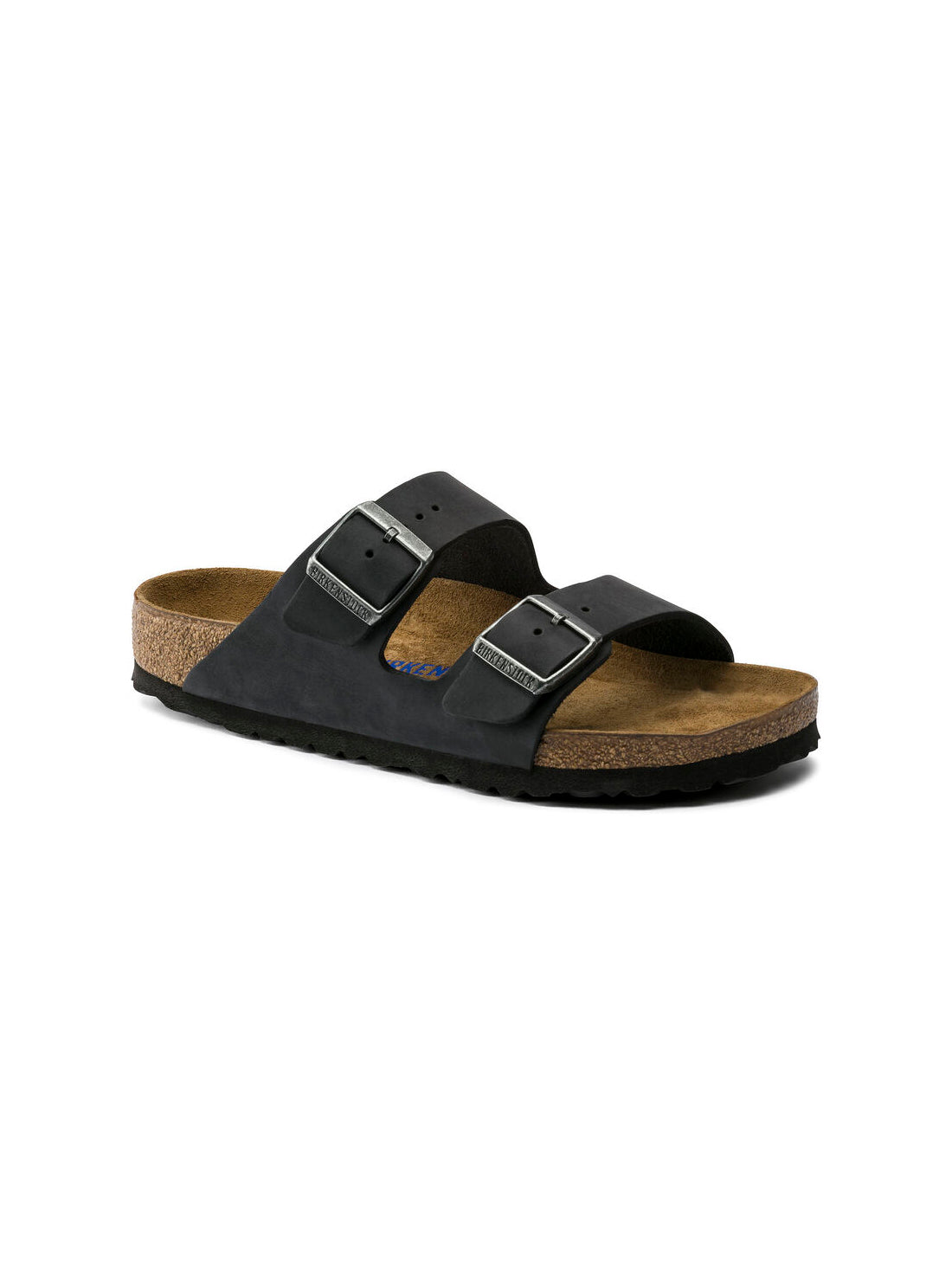 birkenstock arizona soft footbed sandal in oiled leather black