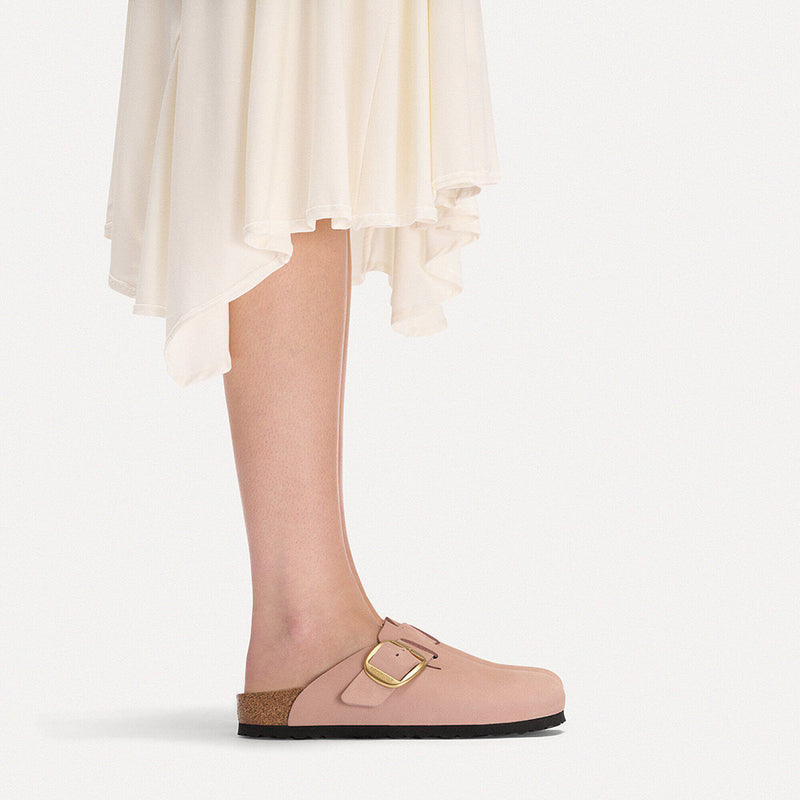 BIRKENSTOCK Boston Big Buckle in Nubuck Leather Soft Pink Narrow