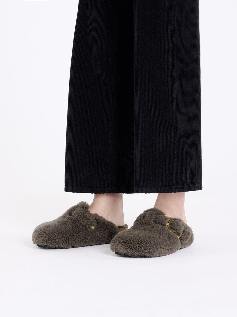 BIRKENSTOCK Boston Big Buckle in Shearling Concrete Gray