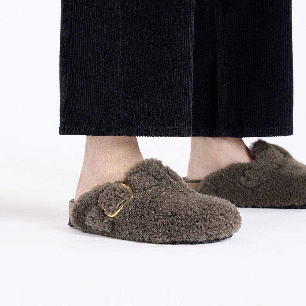 BIRKENSTOCK Boston Big Buckle in Shearling Concrete Gray