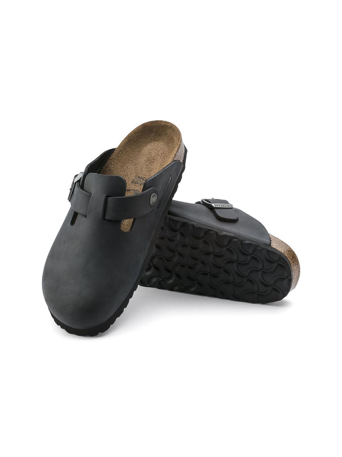 birkenstock boston clog soft footbed in black oiled leather