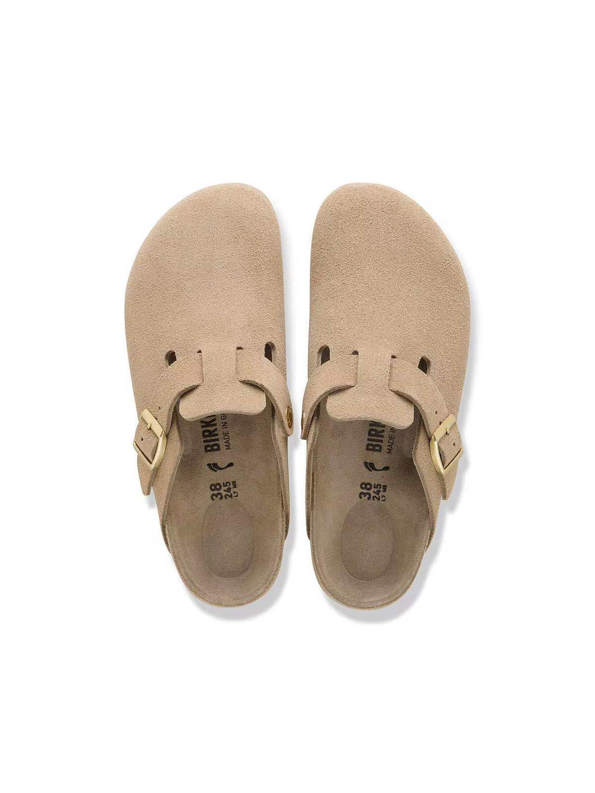 BIRKENSTOCK Boston Exquisite in Suede Leather Taupe Narrow