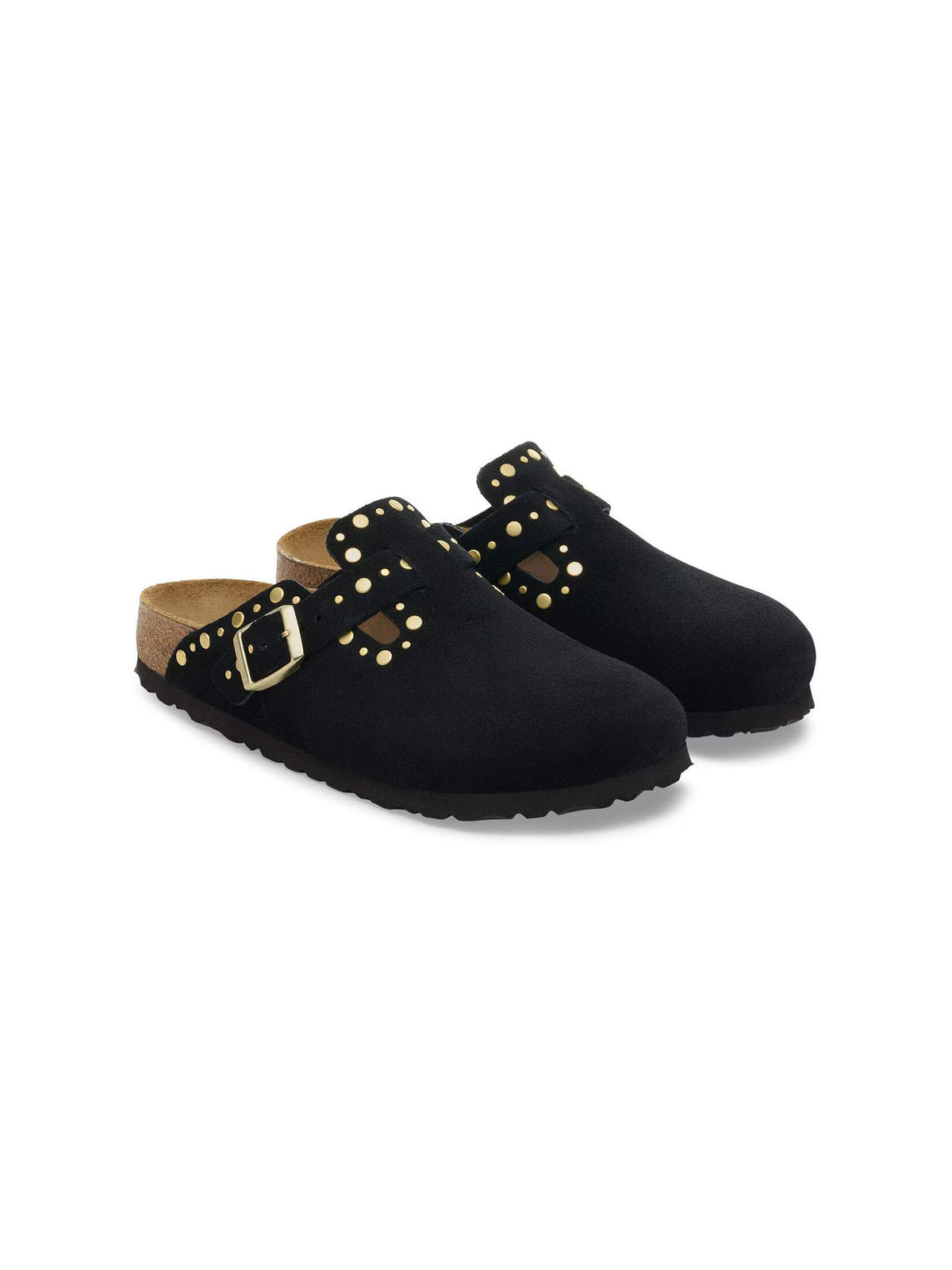 BIRKENSTOCK Boston Rivets Suede Leather Black Narrow