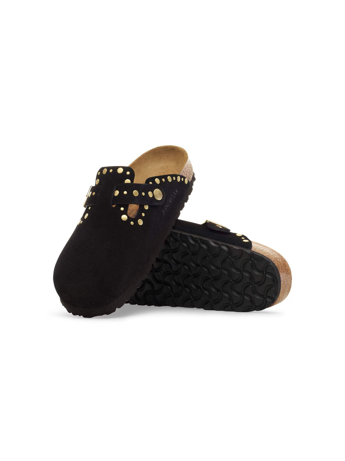 BIRKENSTOCK Boston Rivets Suede Leather Black Narrow