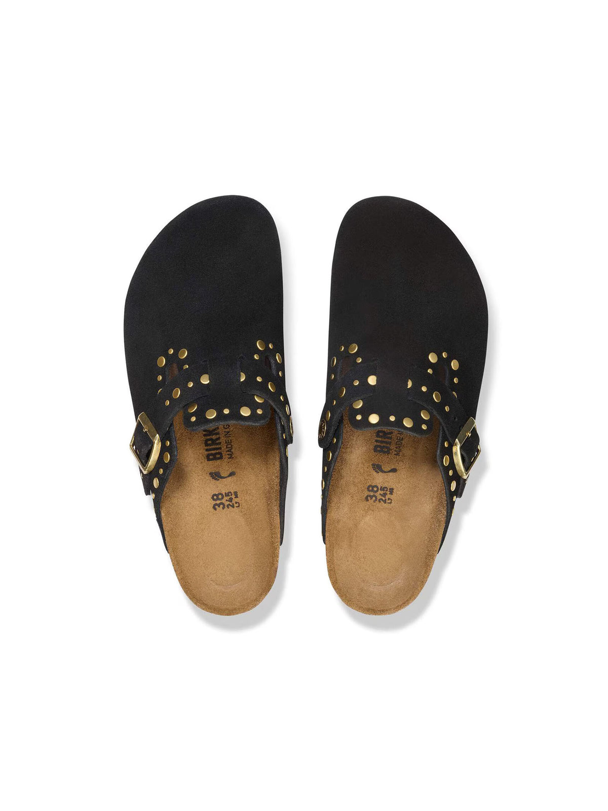 BIRKENSTOCK Boston Rivets Suede Leather Black Narrow