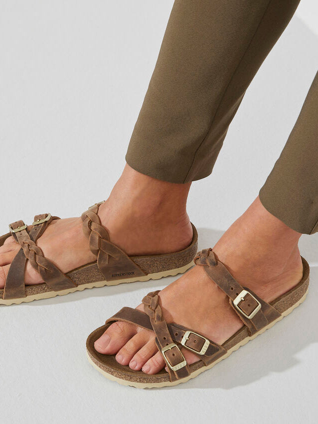 birkenstock franca sandal in cognac oiled leather regular