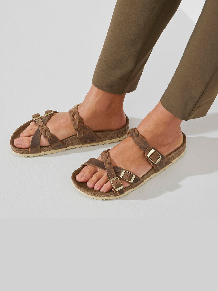 birkenstock franca sandal in cognac oiled leather regular